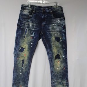 Cooper Rivet Slim Fit Paint Splash Denim Jeans. Sz. 36/34